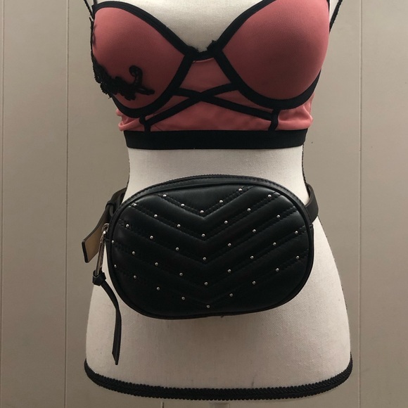 REBECCA Minkoff Genuine Leather Black Studded Waist Belt Bag - Picture 5 of 15